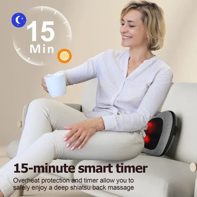 Alt view image 10 of 14 - Shiatsu Back Massager with Heat, Mothers Day Gifts for Mom, Dad, Women, Men, Deep Tissue Massage for Neck, Shoulder, Upper & Lower Back Pain Relief, Electric Kneading 3D Massage Pillow