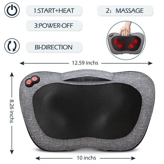Alt view image 13 of 14 - Shiatsu Back Massager with Heat, Mothers Day Gifts for Mom, Dad, Women, Men, Deep Tissue Massage for Neck, Shoulder, Upper & Lower Back Pain Relief, Electric Kneading 3D Massage Pillow