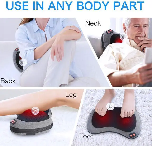 Alt view image 13 of 14 - Shiatsu Back Massager with Heat, Deep Tissue Massage Pillow for Neck,Shoulder,Foot & Lower Back Pain Relief,Electric Kneading Massager for Home, Office, Car-Gifts for Mom, Dad, Men, Women