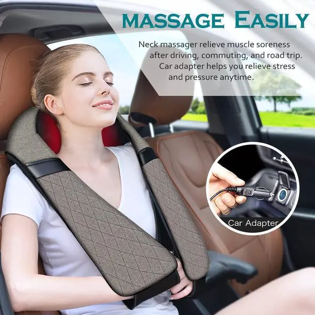 Alt view image 13 of 14 - Shiatsu Electric Neck Back Massager Pillow 3D Kneading with Heat for Shoulder, Lower Back, Foot, Leg Muscles Pain Relief Relax in Car Office and Home (Gray)