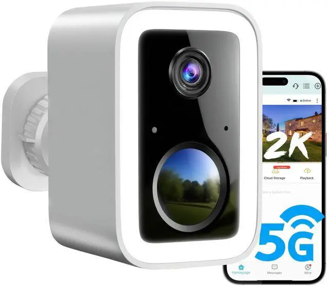 Alt view image 7 of 12 - 2K Security Cameras Wireless Outdoor, Free Cloud Storage, Integrated Spotlight & Siren, AI Motion Detection, 2-Way Audio, 1-6 Months Battery Life, Cameras for Home Security Support 5GHz WiFi, IP66