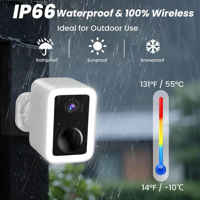 Alt view image 10 of 12 - 2K Security Cameras Wireless Outdoor, Free Cloud Storage, Integrated Spotlight & Siren, AI Motion Detection, 2-Way Audio, 1-6 Months Battery Life, Cameras for Home Security Support 5GHz WiFi, IP66