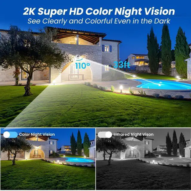 Alt view image 11 of 12 - 2K Security Cameras Wireless Outdoor, Free Cloud Storage, Integrated Spotlight & Siren, AI Motion Detection, 2-Way Audio, 1-6 Months Battery Life, Cameras for Home Security Support 5GHz WiFi, IP66