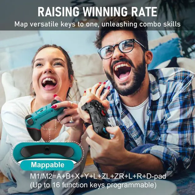 Alt view image 10 of 14 - Switch Controllers, 2 Pack Wireless Pro Controller for Switch 2/Lite/OLED with Mappable Buttons, Hall Effect Gaming Controller for PC/Android with Motion Control/Vibration/Turbo/Wake Up