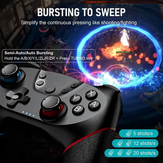 Alt view image 11 of 14 - Switch Controllers, 2 Pack Wireless Pro Controller for Switch 2/Lite/OLED with Mappable Buttons, Hall Effect Gaming Controller for PC/Android with Motion Control/Vibration/Turbo/Wake Up