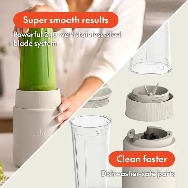 Alt view image 10 of 14 - 6 Pcs Portable Rocket Blender, Juicer & Smoothie Maker, Press & Twist Design, EverGood & BPA Free Dishwasher Safe Parts, 4 Tip Stainless Steel Blade, Cord Wrap, 240 Watt Motor, Oatmilk