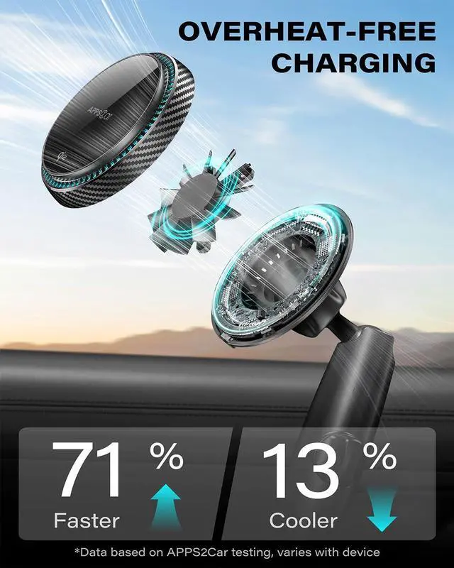 Alt view image 10 of 14 - Upgraded for QI2 Magsafe Cup Holder Charger, Car Mount Charger 15W Fast Charging, Wireless Magnetic Cell Phone Stand with Tri-Pivot Arm for iPhone 17 Air Pro Max Plus 16 15 14 13 12