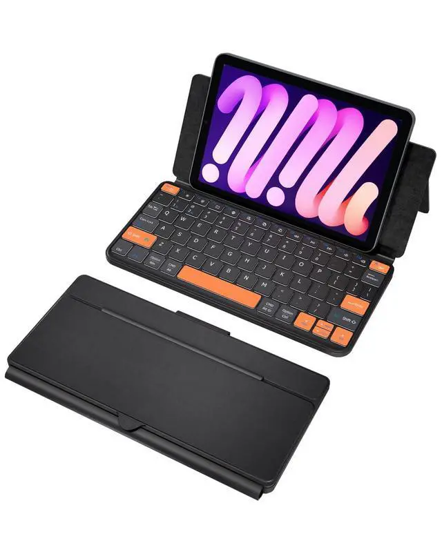 Alt view image 8 of 14 - Universal Travel Keyboard Plus, New Dual Bluetooth Portable Keypad with 7-Color Backlit & Any-Angle Stand, Wireless Tablet Keyboard for iPad/Z Fold/Galaxy Tabs/Phones, Keypad for iOS/Android/Windows