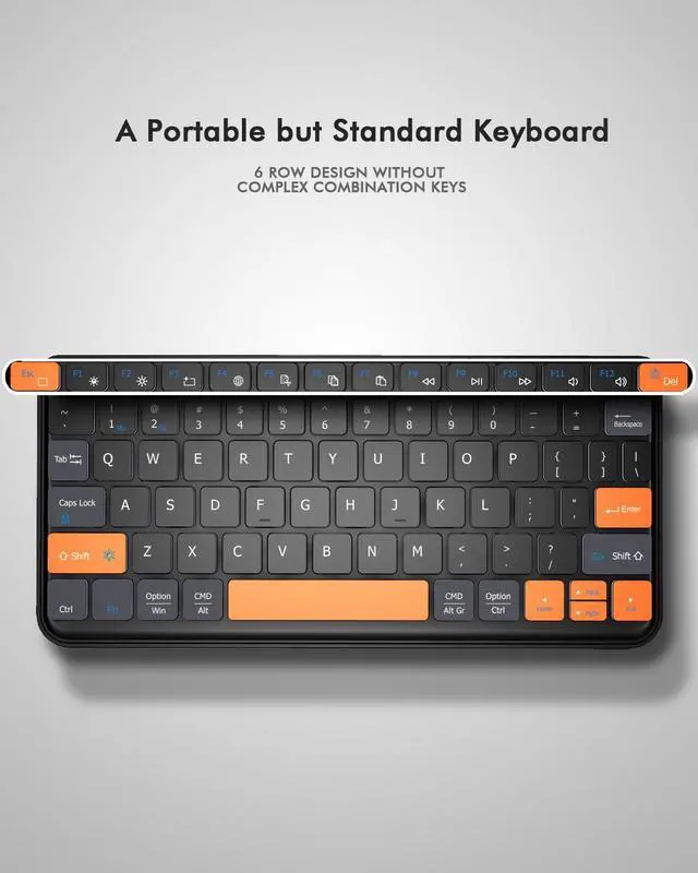 Alt view image 10 of 14 - Universal Travel Keyboard Plus, New Dual Bluetooth Portable Keypad with 7-Color Backlit & Any-Angle Stand, Wireless Tablet Keyboard for iPad/Z Fold/Galaxy Tabs/Phones, Keypad for iOS/Android/Windows