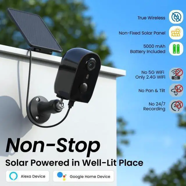 Alt view image 11 of 14 - Cameras for Home Security-2.4Ghz WiFi Security Cameras Wireless Outdoor, Battery Powered with Solar Panel, Color Night Vision, AI Motion Detection, SD Card/Cloud Storage, Work with Alexa, Y8 2P