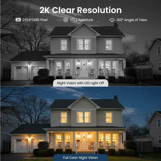 Alt view image 12 of 14 - Cameras for Home Security-2.4Ghz WiFi Security Cameras Wireless Outdoor, Battery Powered with Solar Panel, Color Night Vision, AI Motion Detection, SD Card/Cloud Storage, Work with Alexa, Y8 2P