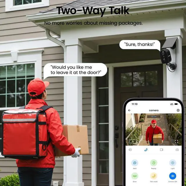 Alt view image 13 of 14 - Cameras for Home Security-2.4Ghz WiFi Security Cameras Wireless Outdoor, Battery Powered with Solar Panel, Color Night Vision, AI Motion Detection, SD Card/Cloud Storage, Work with Alexa, Y8 2P