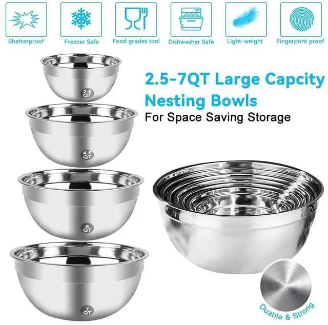 Alt view image 13 of 14 - Hand Mixer Electric Mixing Bowls Set, 5 Speeds Handheld Mixer with 4 Nesting Stainless Steel Mixing Bowl, Measuring Cups Spoons 200W Kitchen Blender Whisk Beater Baking Supplies For Beginner
