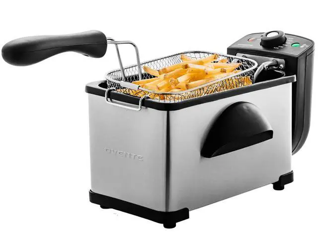 Alt view image 8 of 14 - Electric Deep Fryer 2 Liter Capacity, 1500 Watt Lid with Viewing Window and Odor Filter, Adjustable Temperature, Removable Frying Basket and Easy to Clean Stainless Steel Body, Silver FDM2201BR