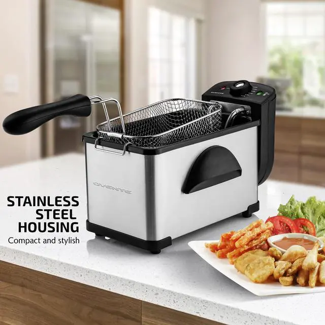 Alt view image 11 of 14 - Electric Deep Fryer 2 Liter Capacity, 1500 Watt Lid with Viewing Window and Odor Filter, Adjustable Temperature, Removable Frying Basket and Easy to Clean Stainless Steel Body, Silver FDM2201BR