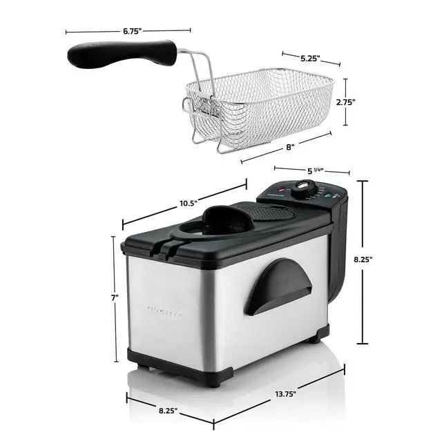 Alt view image 13 of 14 - Electric Deep Fryer 2 Liter Capacity, 1500 Watt Lid with Viewing Window and Odor Filter, Adjustable Temperature, Removable Frying Basket and Easy to Clean Stainless Steel Body, Silver FDM2201BR