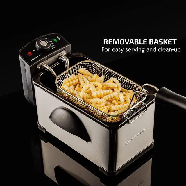 Alt view image 12 of 14 - Electric Deep Fryer 2 Liter Capacity, 1500 Watt Lid with Viewing Window and Odor Filter, Adjustable Temperature, Removable Frying Basket and Easy to Clean Stainless Steel Body, Silver FDM2201BR