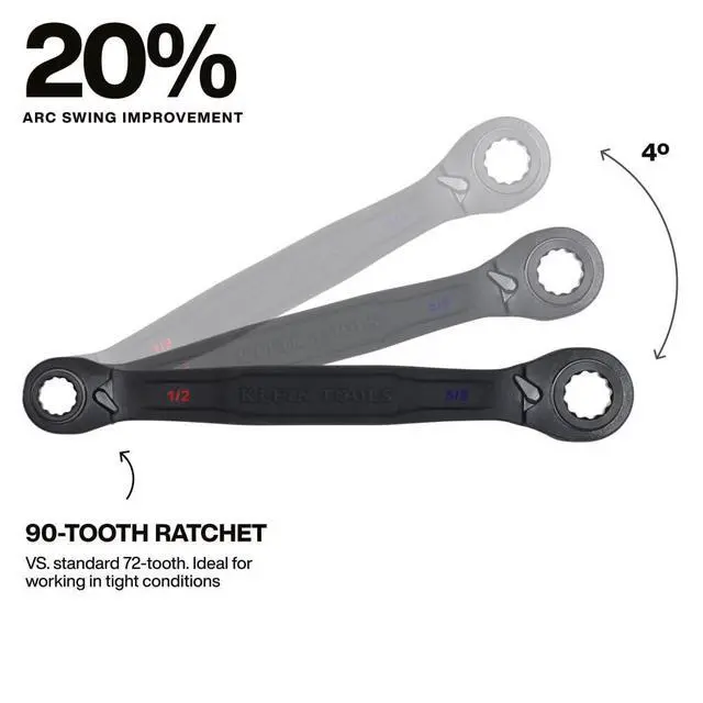 Alt view image 9 of 12 - 68215 4-in-1 Reversible Ratchet Wrench, Box Wrench, SAE Hex Sizes 1/2, 9/16, 5/8, 3/4-Inch, 90-Tooth Ratchet, Pass-Through Design