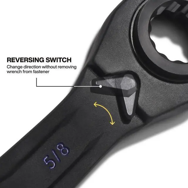 Alt view image 11 of 12 - 68215 4-in-1 Reversible Ratchet Wrench, Box Wrench, SAE Hex Sizes 1/2, 9/16, 5/8, 3/4-Inch, 90-Tooth Ratchet, Pass-Through Design