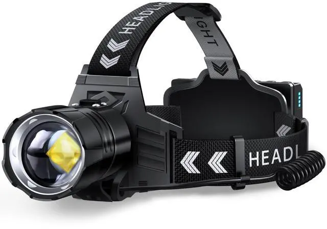 Alt view image 8 of 14 - Rechargeable LED Headlamp 99000 High Lumens, 95 Hours Long Lasting Head Light with Zoomable & IPX7 Waterproof & 12 Modes & 125° Adjustable, Powerful Head Lamp for Outdoor, Camping, Hardhat