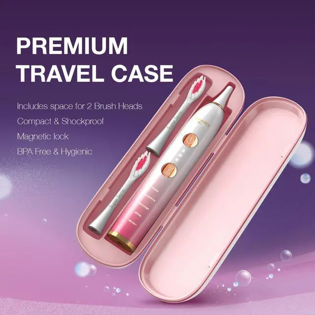 Alt view image 10 of 12 - WHITEN+ Edition. Whitening Electric Toothbrush with Pressure Sensor. Offers 5 Brushing Modes, 3 intensities, 8 Soft Brush Heads, and a Luxury Travel case.