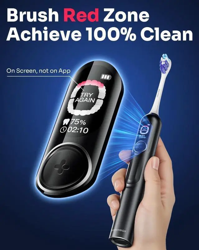 Alt view image 11 of 14 - AI Electric Toothbrush with Smart Display for Adults Kids | 150-Day Rechargeable Toothbrush, Real-Time Map |3-Min Timer, Travel Case | Teens Sonic Toothbrush Gift (G5S Black)