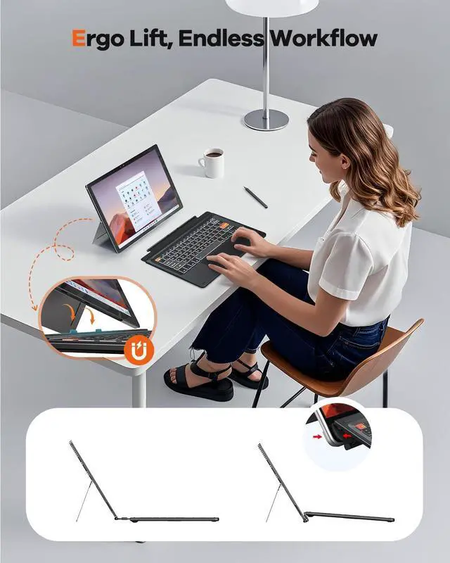 Alt view image 13 of 14 - Surface Pro 7/7 Plus/6/5/4/3 12.3 inch Keyboard, Bluetooth Keyboard with Touch Pad & Lighting Keys Compatible with Surface Pro 12.3", Ultra-Slim Wireless Keypad for Windows 11