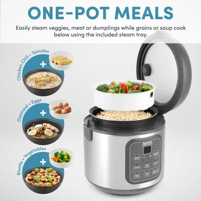 Alt view image 9 of 14 - Professional Digital Rice Cooker, Multicooker, 4-Cup (Uncooked) / 8-Cup (Cooked), Steamer, Slow Cooker, Grain Cooker, 2Qt, Stainless Steel Exterior, ARC-994SG
