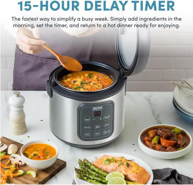 Alt view image 10 of 14 - Professional Digital Rice Cooker, Multicooker, 4-Cup (Uncooked) / 8-Cup (Cooked), Steamer, Slow Cooker, Grain Cooker, 2Qt, Stainless Steel Exterior, ARC-994SG