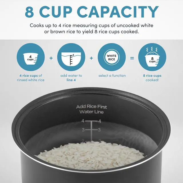Alt view image 12 of 14 - Professional Digital Rice Cooker, Multicooker, 4-Cup (Uncooked) / 8-Cup (Cooked), Steamer, Slow Cooker, Grain Cooker, 2Qt, Stainless Steel Exterior, ARC-994SG