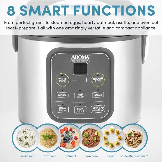 Alt view image 11 of 14 - Professional Digital Rice Cooker, Multicooker, 4-Cup (Uncooked) / 8-Cup (Cooked), Steamer, Slow Cooker, Grain Cooker, 2Qt, Stainless Steel Exterior, ARC-994SG