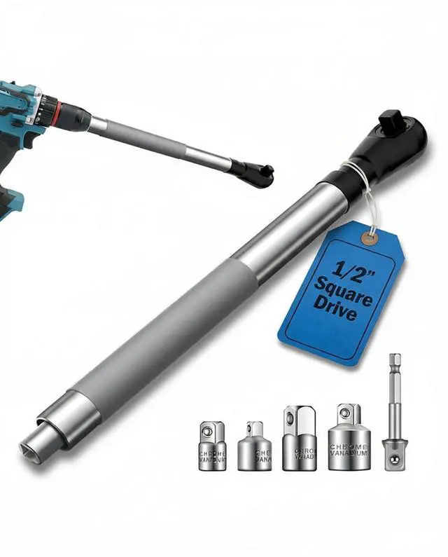 Alt view image 7 of 12 - Offset Extension Wrench Impact 1/2",Right Angle Impact Wrench Extender for Drill,Electric Ratchet Wrench for Tight Spaces,with 4 Socket