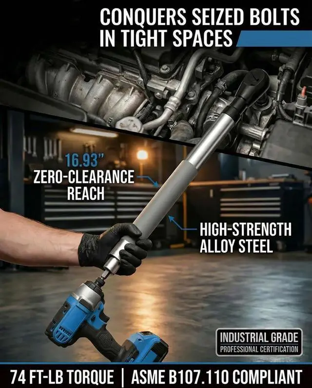 Alt view image 8 of 12 - Offset Extension Wrench Impact 1/2",Right Angle Impact Wrench Extender for Drill,Electric Ratchet Wrench for Tight Spaces,with 4 Socket