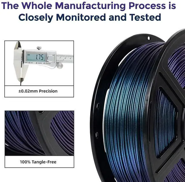 Alt view image 9 of 10 - PETG Pro Filament 1.75mm +/- 0.02mm Burnt Titanium, Color Changeable 3D Printer Filament 1kg, Chameleon 3D Printing Filament Changing Colors with Light, Perfectly Hide The Layer Line