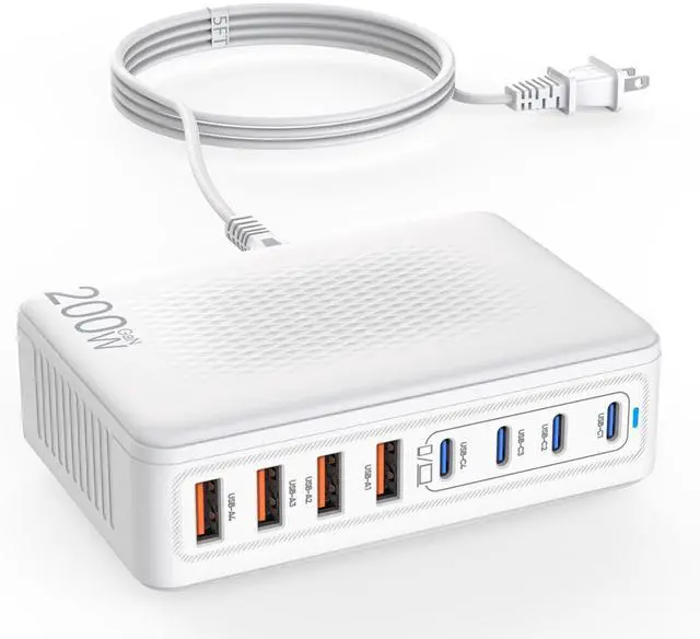 Alt view image 8 of 14 - USB C Charger Block,200W GaN 8 Port USB C Charging Station USB Hub Block Cube Type C & USB A Wall Charger Power Adapter for Multiple Devices Apple iPhone 16/15/14,Steam Deck,MacBook Pro/Air,iPad Pro