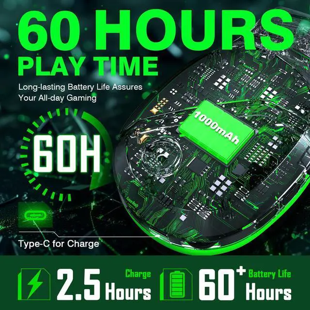 Alt view image 10 of 14 - Wireless Gaming Headset for Xbox Series X|S, Xbox One, PS5, PC, Mac, Switch Bluetooth Headphones with Noise Cancelling Mic, 60H Playtime, Low Latency, Lightweight for Gamers