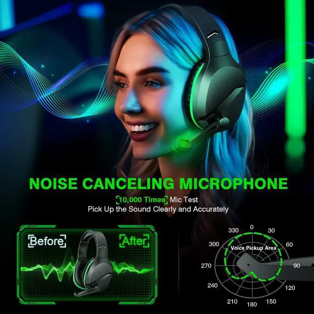 Alt view image 11 of 14 - Wireless Gaming Headset for Xbox Series X|S, Xbox One, PS5, PC, Mac, Switch Bluetooth Headphones with Noise Cancelling Mic, 60H Playtime, Low Latency, Lightweight for Gamers