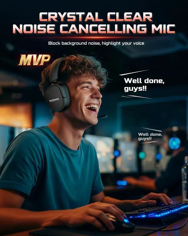 Alt view image 12 of 14 - Wireless Gaming Headset for PS5, PS4, PC, Laptop, Mac, 3 in 1 Gaming Headphones with 7.1 Surround Sound, Noise Canceling Mic, 20ms Low-Latency, 80Hr Battery, 2.4GHz/Bluetooth 5.4/3.5mm Wired