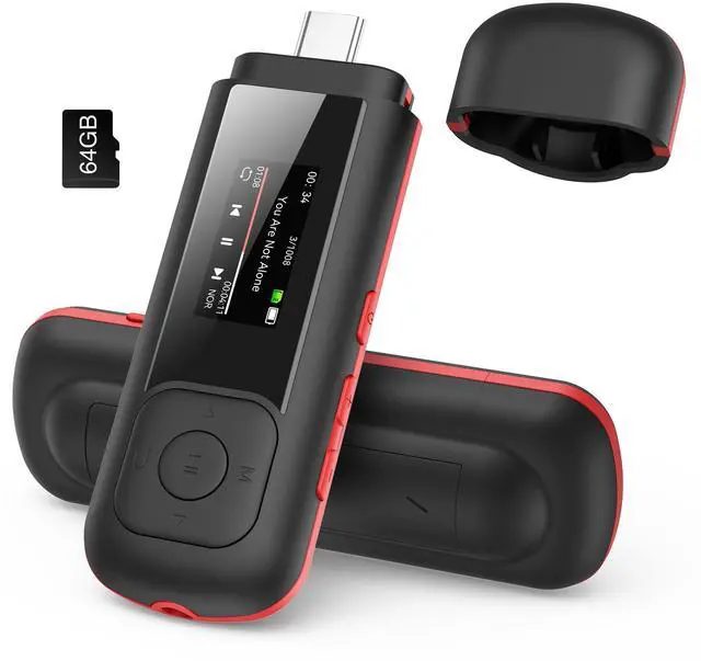 Alt view image 8 of 14 - 64GB USB C MP3 Player, A55PL 2 in 1 Type-C & USB Stick Music Player Supports Replaceable AAA Battery, FM Radio, Recording