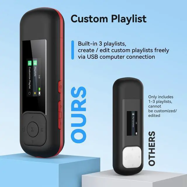 Alt view image 13 of 14 - 64GB USB C MP3 Player, A55PL 2 in 1 Type-C & USB Stick Music Player Supports Replaceable AAA Battery, FM Radio, Recording