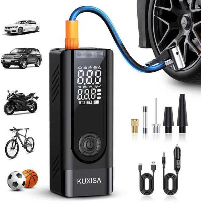 Alt view image 8 of 14 - Tire Inflator Portable Air Compressor, 180PSI Air Compressor with Digital Pressure Gauge, 3X Faster Portable Air Pump for Car, Motorcycle, Bicycle, Ball and More(Black)