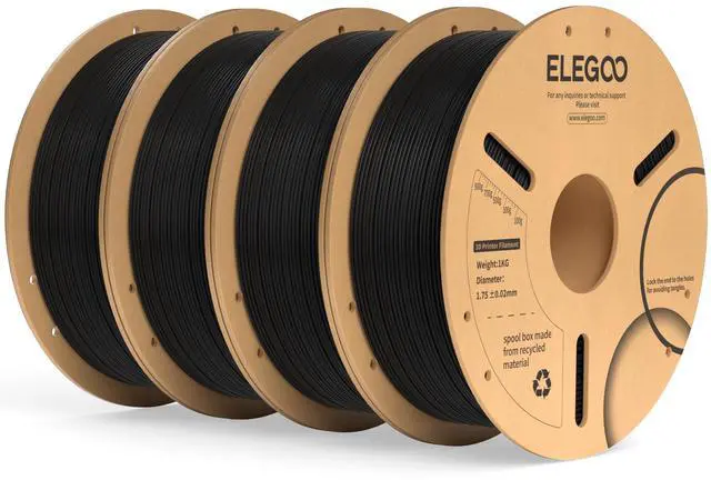 Alt view image 8 of 14 - PLA Plus Filament 1.75mm Black 4KG, PLA+ Tougher and Stronger 3D Printer Filament Pro Dimensional Accuracy +/- 0.02mm, 4 Pack 1kg Spool(2.2lbs) Fits for Most FDM 3D Printers