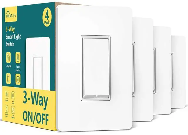 Alt view image 10 of 14 - 3 Way Smart Switch 4 Pack, 2.4GHz WiFi Smart Light Switch 3 Way, Works with Alexa, Google Home and SmartThings, Remote Control, FCC, Schedule, Neutral Wire Required