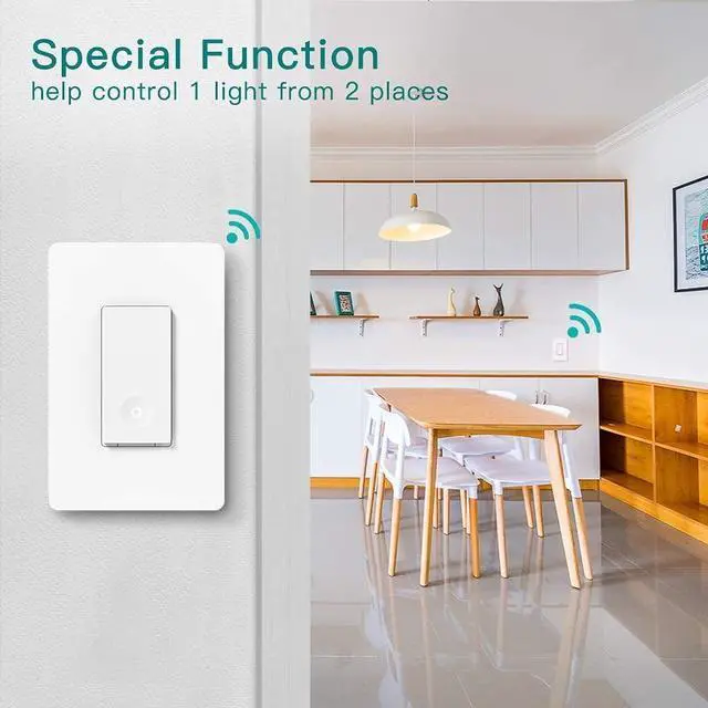 Alt view image 14 of 14 - 3 Way Smart Switch 4 Pack, Neutral Wire Required, 2.4GHz WiFi Smart Light Switch Works with Alexa and Google Home, Remote Control, FCC Certified, No Hub Required