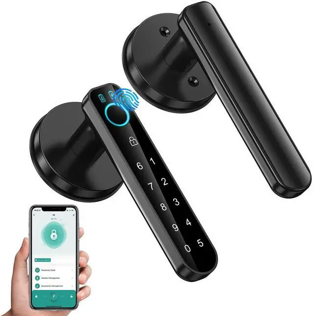 Alt view image 10 of 14 - Fingerprint Door Lock- Smart Door knob,biometric Door Lockwith passcode keypad keyless Entry Door Handlefor Bedroom Home Hotel Office Apartment (Black with APP)