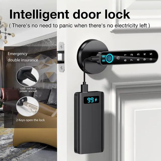 Alt view image 13 of 14 - Fingerprint Door Lock- Smart Door knob,biometric Door Lockwith passcode keypad keyless Entry Door Handlefor Bedroom Home Hotel Office Apartment (Black with APP)