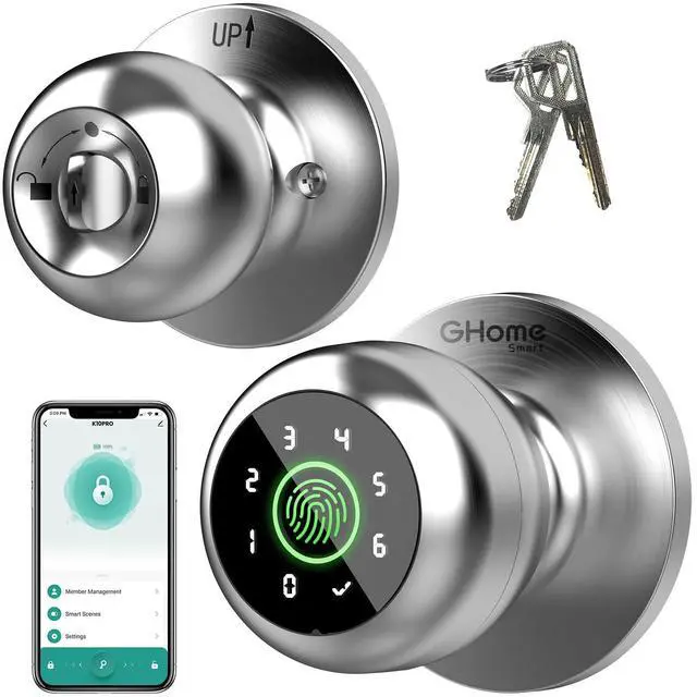 Alt view image 8 of 14 - Fingerprint Door Lock, 4 in 1 Smart Fingerprint Door Knob with Keypad, App Control, Auto Lock, Biometric Door Knob with Lock for Bedroom, Apartment, Garage, Home & Office