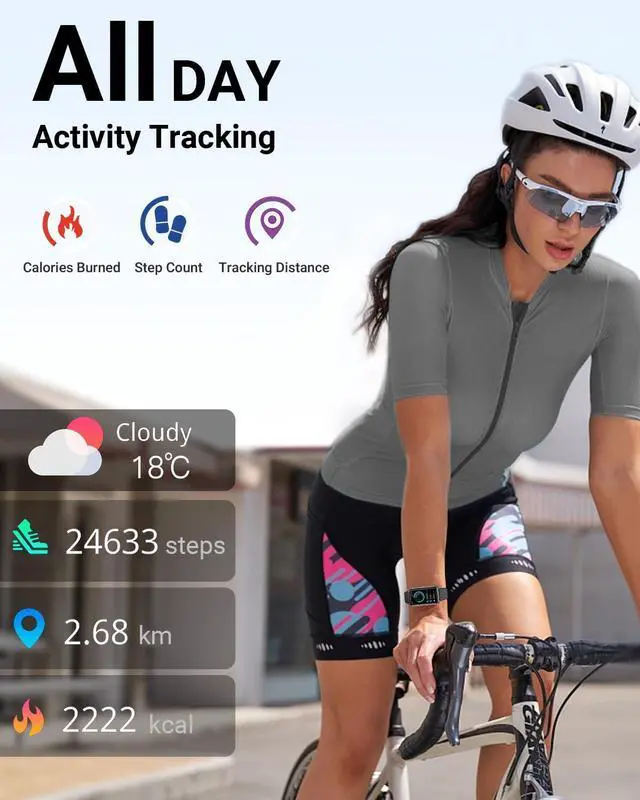 Alt view image 9 of 14 - Health Fitness Tracker with 24/7 Heart Rate, Blood Oxygen, Blood Pressure, Sleep Tracker, 5ATM Waterproof Activity Trackers with Step Tracker, Pedometer (S & L Bands Included)