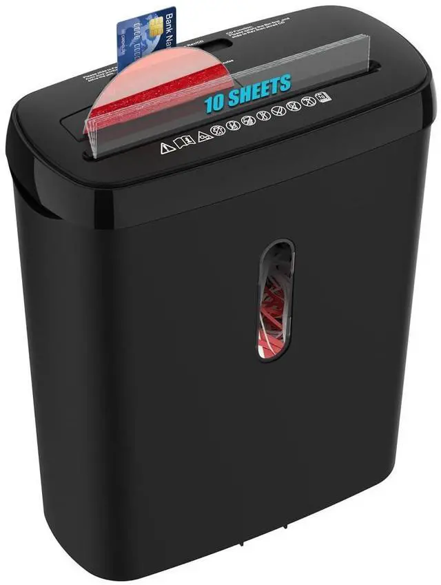 Alt view image 8 of 14 - Home Office Paper Shredder,10-Sheet Strip Cut with 3.17-Gallon Basket,P-2 Security Level,CD & Credit Card Shredder,Durable & Fast - Jam Proof System - ETL Certified