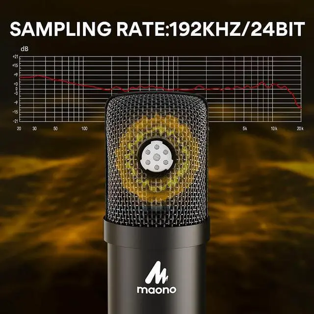 Alt view image 9 of 14 - USB Microphone Kit 192KHZ/24BIT AU-A04T PC Condenser Podcast Streaming Cardioid Mic Plug & Play for Computer, YouTube, Gaming Recording